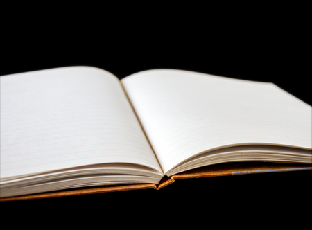 Open blank notebook mockup on black background