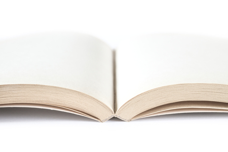 Open blank book mockup on white background