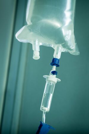 Intravenous infusion drip equipment in hospitalの写真素材