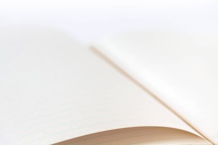 Open blank notebook mockup closeup view