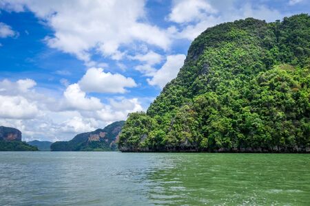 Phang Nga Bay limestone cliffs in Thailandの写真素材