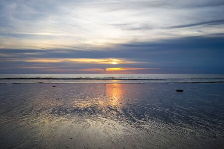 Sunset on Nai Yang Beach, Phuket, Thailandの写真素材