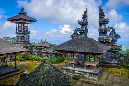Pura Besakih temple complex on mount Agung, Bali, Indonesiaのeditorial素材