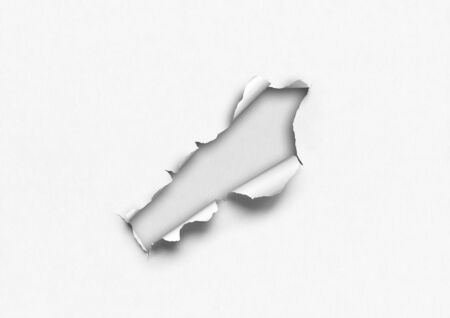 White torn paper with hole. blank background templateの写真素材
