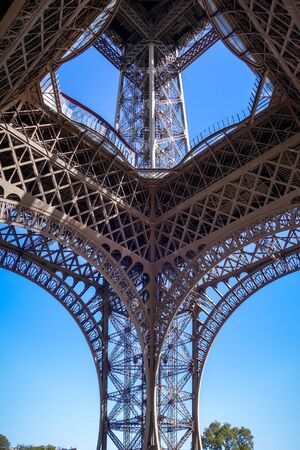 Eiffel Tower detail view from below, Paris, Franceの写真素材