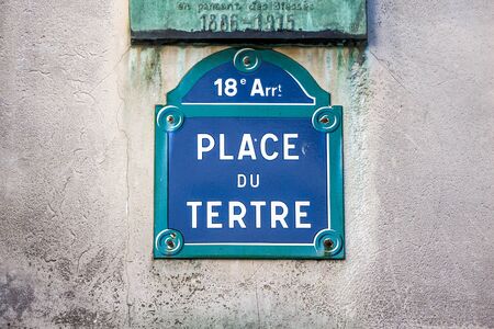 Place du Tertre street sign in Paris, Franceの写真素材
