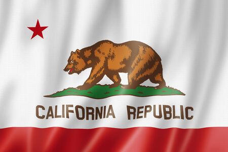 California flag, united states waving banner collection. 3D illustrationの写真素材
