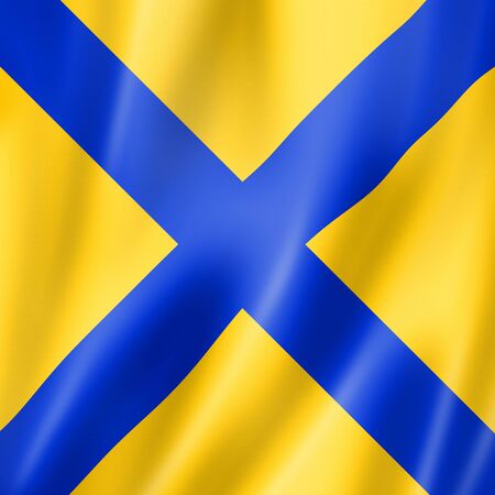 Five international maritime signal flag. Nautical numbers symbol collection. 3D illustrationの写真素材