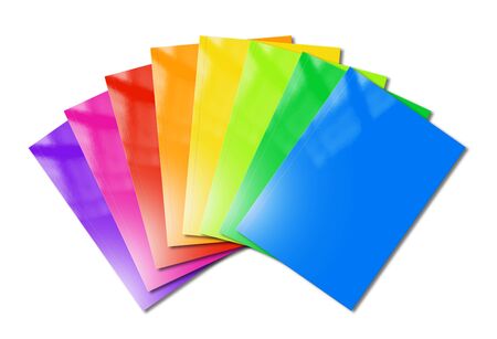 Multi color booklet covers range isolated on white background - mockup illustrationの写真素材