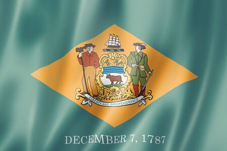 Delaware flag, united states waving banner collection. 3D illustrationの写真素材