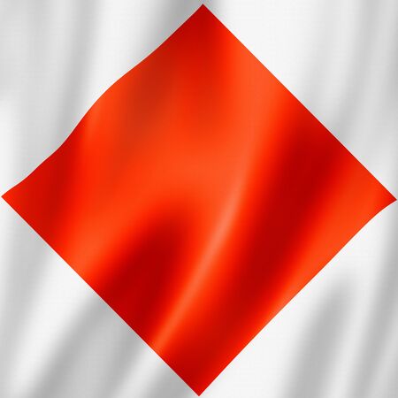 Foxtrot international maritime signal flag. Nautical letters symbol collection. 3D illustrationの写真素材