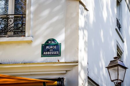 Place des Abbesses street sign in Paris, Franceの写真素材