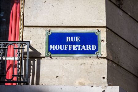 Rue Mouffetard street sign in Paris, Franceの写真素材