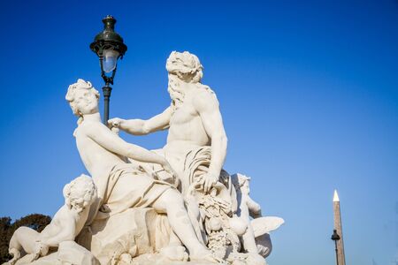 The Seine and the Marne statue in Tuileries Garden, Paris, Franceの写真素材