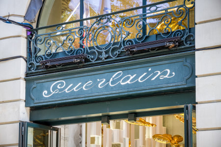 Paris/France - September 10, 2019 : The Guerlain luxury perfume store on Champs-Elysees avenueのeditorial素材