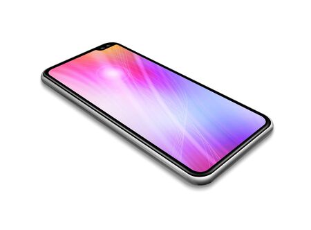 All-screen digital colorful blank smartphone mockup isolated on white. 3D renderの写真素材