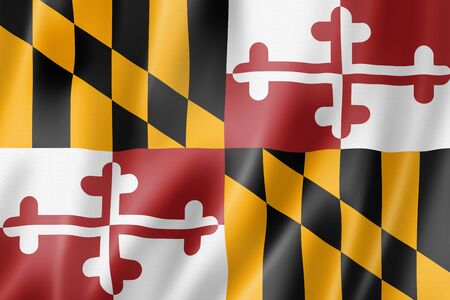 Maryland flag, united states waving banner collection. 3D illustrationの写真素材