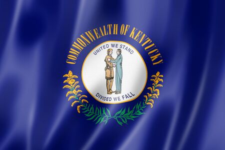 Kentucky flag, united states waving banner collection. 3D illustrationの写真素材