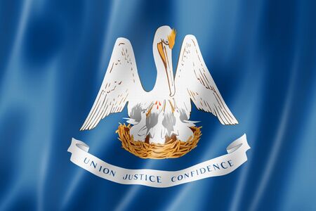 Louisiana flag, united states waving banner collection. 3D illustrationの写真素材