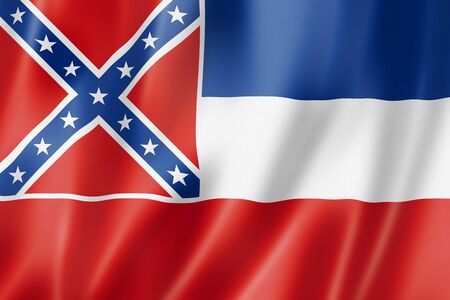 Mississippi flag, united states waving banner collection. 3D illustrationの写真素材