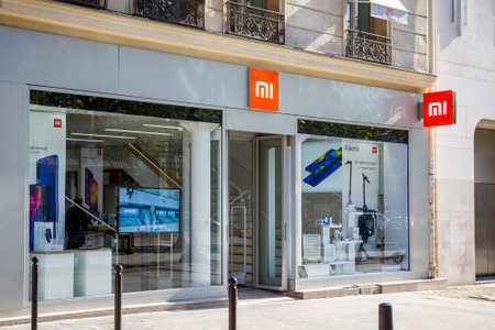 Paris/France - September 10, 2019 : the Xiaomi electronics store on Champs-Elysees avenueのeditorial素材