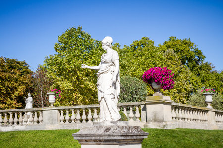 Statue of Minerva, also assimilated to Athena in Luxembourg Gardens, Paris, Franceのeditorial素材