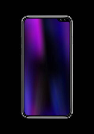 All screen digital realistic blank smartphone mockup isolated on black. 3D renderの写真素材