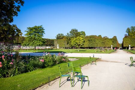 Aisles of the Tuileries Garden in summer Paris, Franceの写真素材