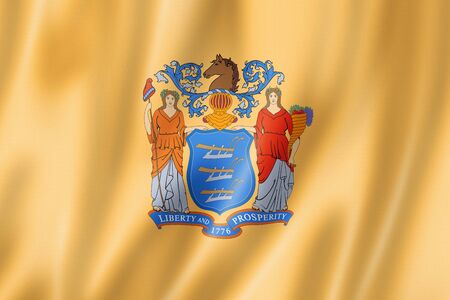 New Jersey flag, united states waving banner collection. 3D illustrationの写真素材