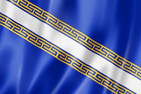 Champagne-Ardenne Region flag, France waving banner collection. 3D illustrationの写真素材