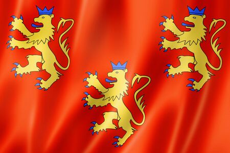 Dordogne County flag, France waving banner collection. 3D illustrationの写真素材