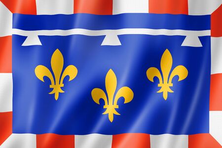 Centre-Val de Loire Region flag, France waving banner collection. 3D illustrationの写真素材