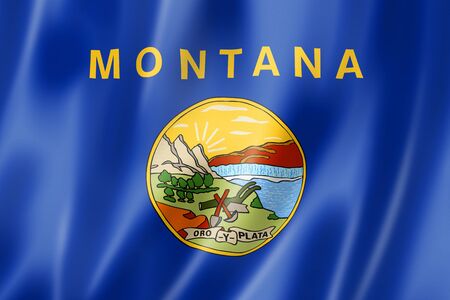 Montana flag, united states waving banner collection. 3D illustrationの写真素材