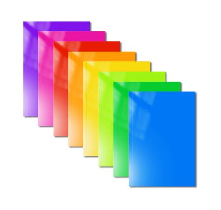 Multi color booklet covers range isolated on white background - mockup illustrationの写真素材