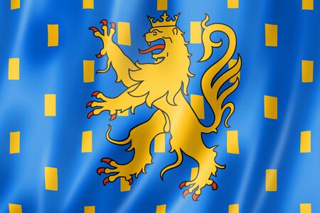 Franche-Comte Region flag, France waving banner collection. 3D illustrationの写真素材