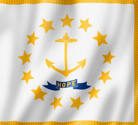 Rhode Island flag, united states waving banner collection. 3D illustrationの写真素材