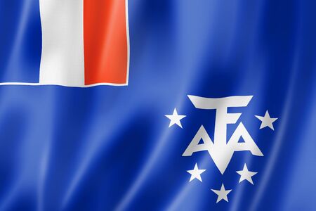 French Southern and Antarctic Lands flag, Overseas Territories of France. 3D illustrationの写真素材