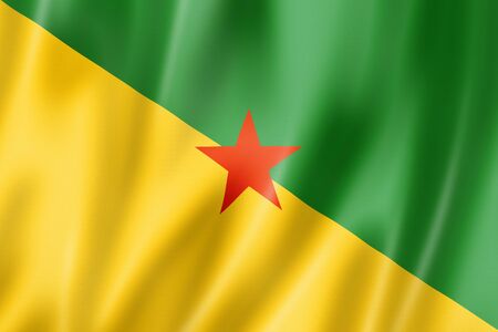 French Guiana flag, Overseas Territories of France. 3D illustrationの写真素材