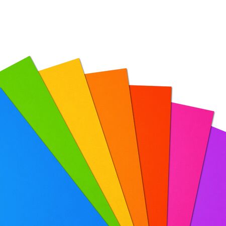 Colorful rainbow Blank A4 paper sheet range isolated on white backgroundの写真素材