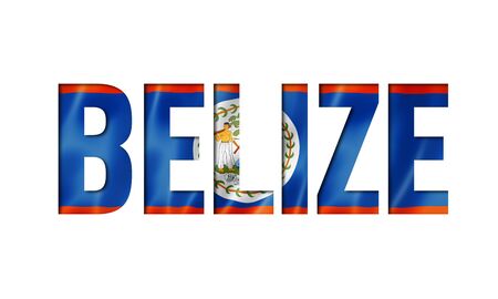 Belize flag text font. National symbol backgroundの写真素材