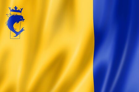 Isere County flag, France waving banner collection. 3D illustrationの写真素材