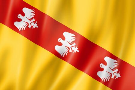 Lorraine Region flag, France waving banner collection. 3D illustrationの写真素材