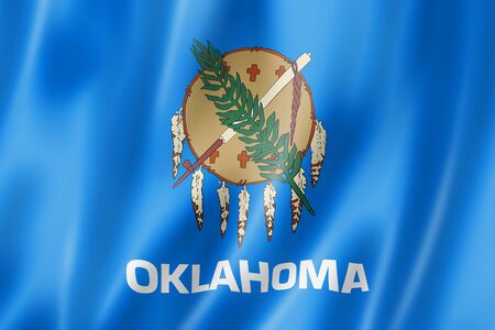Oklahoma flag, united states waving banner collection. 3D illustrationの写真素材