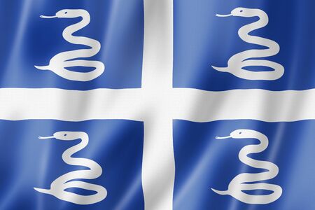 Martinique snake flag, Overseas Territories of France. 3D illustrationの写真素材