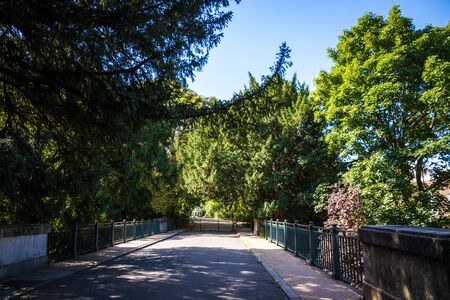 Buttes-Chaumont famous Park in summer, Paris, Franceの写真素材
