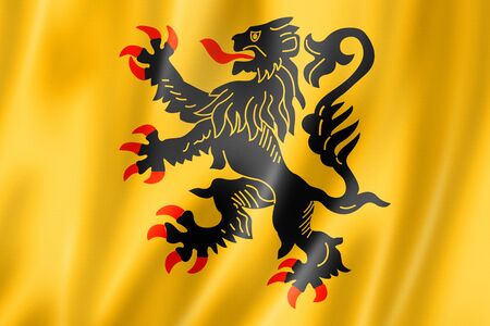 Nord-Pas-de-Calais Region flag, France waving banner collection. 3D illustrationの写真素材