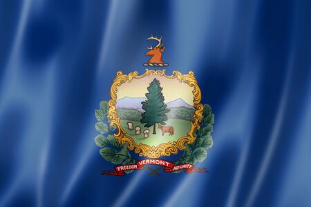 Vermont flag, united states waving banner collection. 3D illustrationの写真素材
