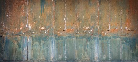 Old rusty painted wood board. Banner background textureの写真素材