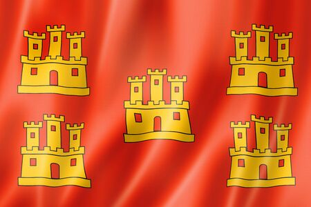 Poitou-Charentes Region flag, France waving banner collection. 3D illustrationの写真素材