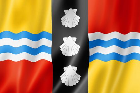 Bedfordshire County flag, United Kingdom waving banner collection. 3D illustrationの写真素材